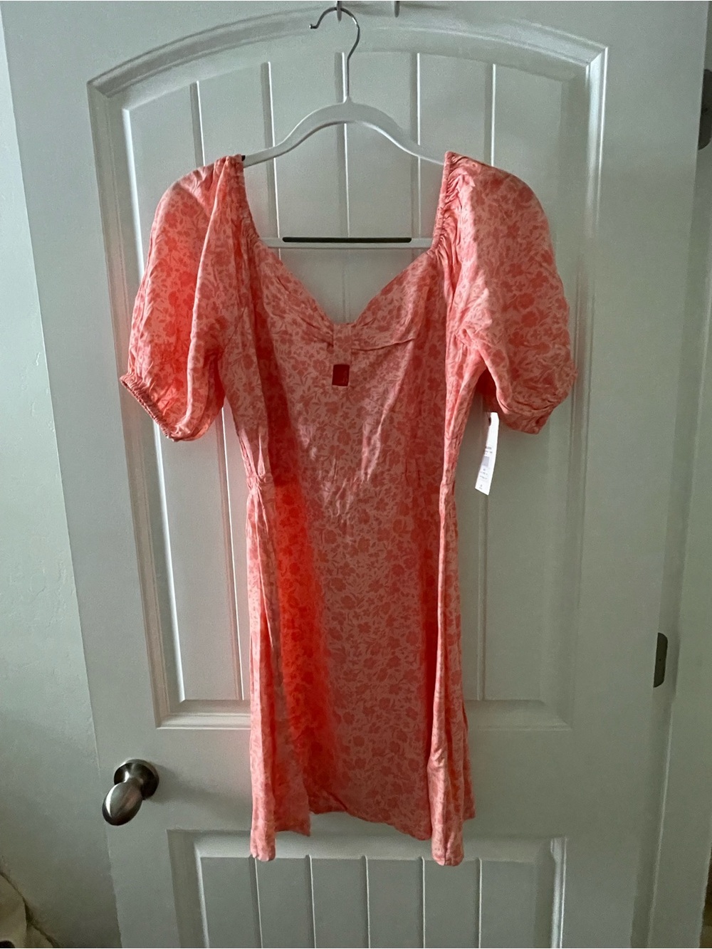 Billabong Coral Floral Puff-Sleeve Mini Dress